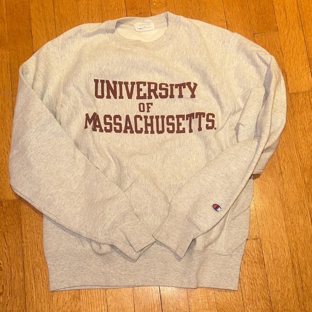 Champion Gray University of Massachusetts Crewneck Sweatshirt